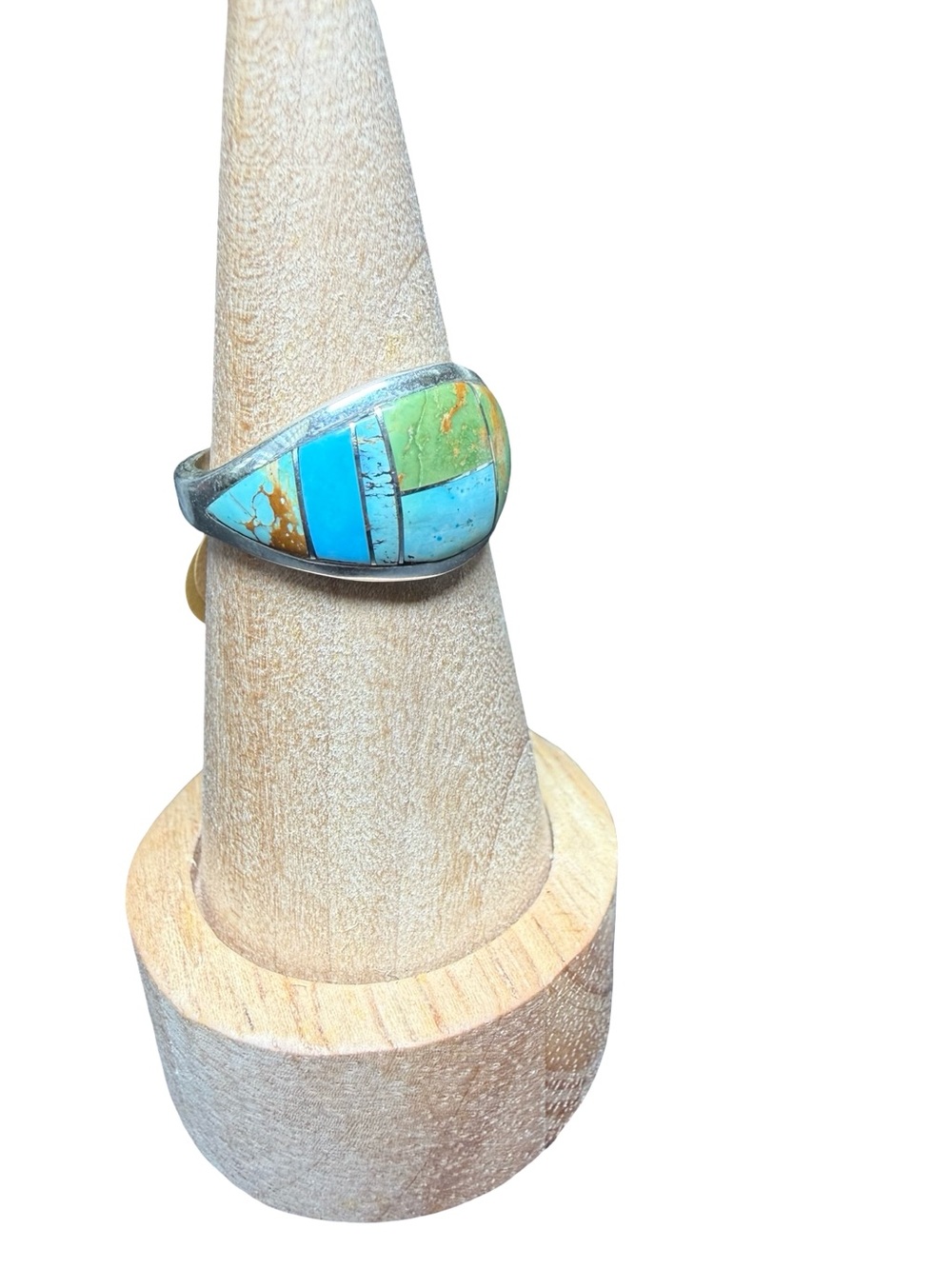 Turquoise Inlay Statement Ring - Blue Green Color - - Picture 2 of 6